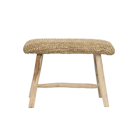 The Raffia Bench — Natural, detail of raffia weave