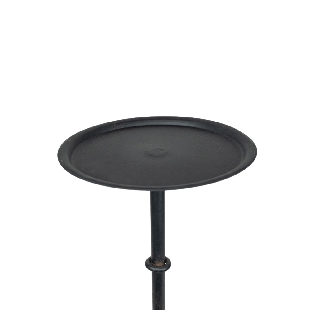 Ina Side Table Black — close-up of round matte black iron tray top