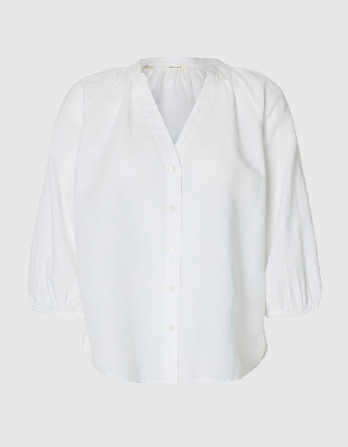 SWCLEO-ALBERTA LEINEN BLEND SHIRT Dusty Blue BRIGHT WHITE
