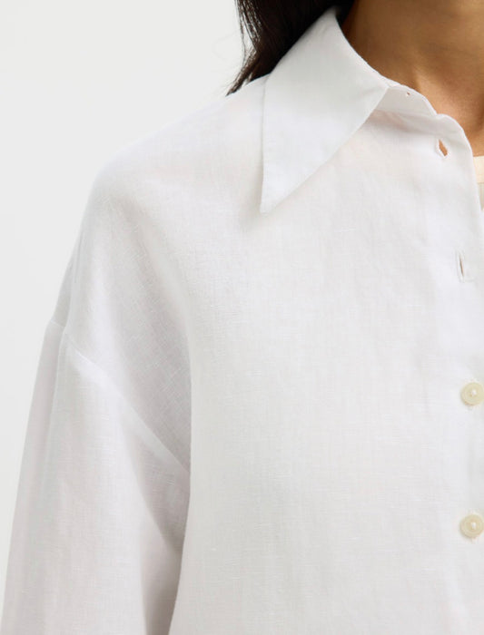 SLWCLEO OVERSIZE LINEN BLEND SHIRT NOOS Bright White