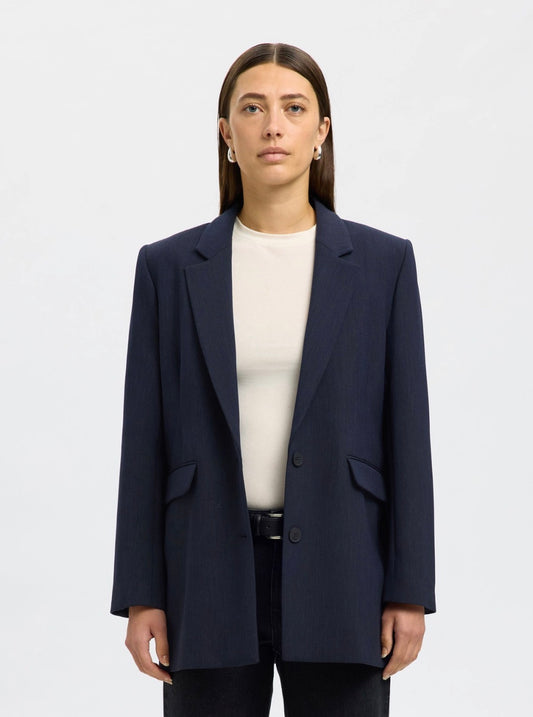 SLWRITA LS RELAXED BLAZER D SAP MEL NOOS Dark Sapphire Melange