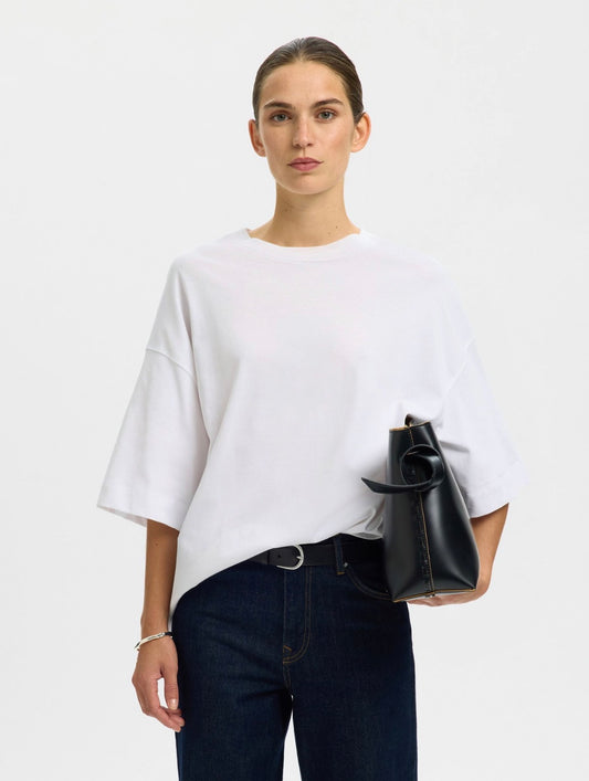 SLWCOLWOMAN 2/4 Oversized Tee NOOS White – Front