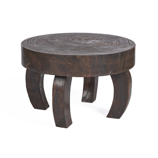 Octo Chic Coffee Table Dark Walnut — styled with vase and palm leaf