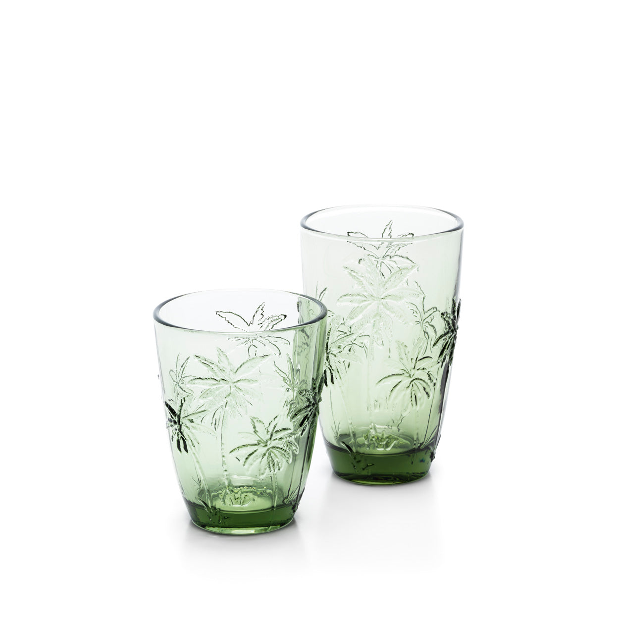 The Palm Breeze Highball Glass — Green, front view white background