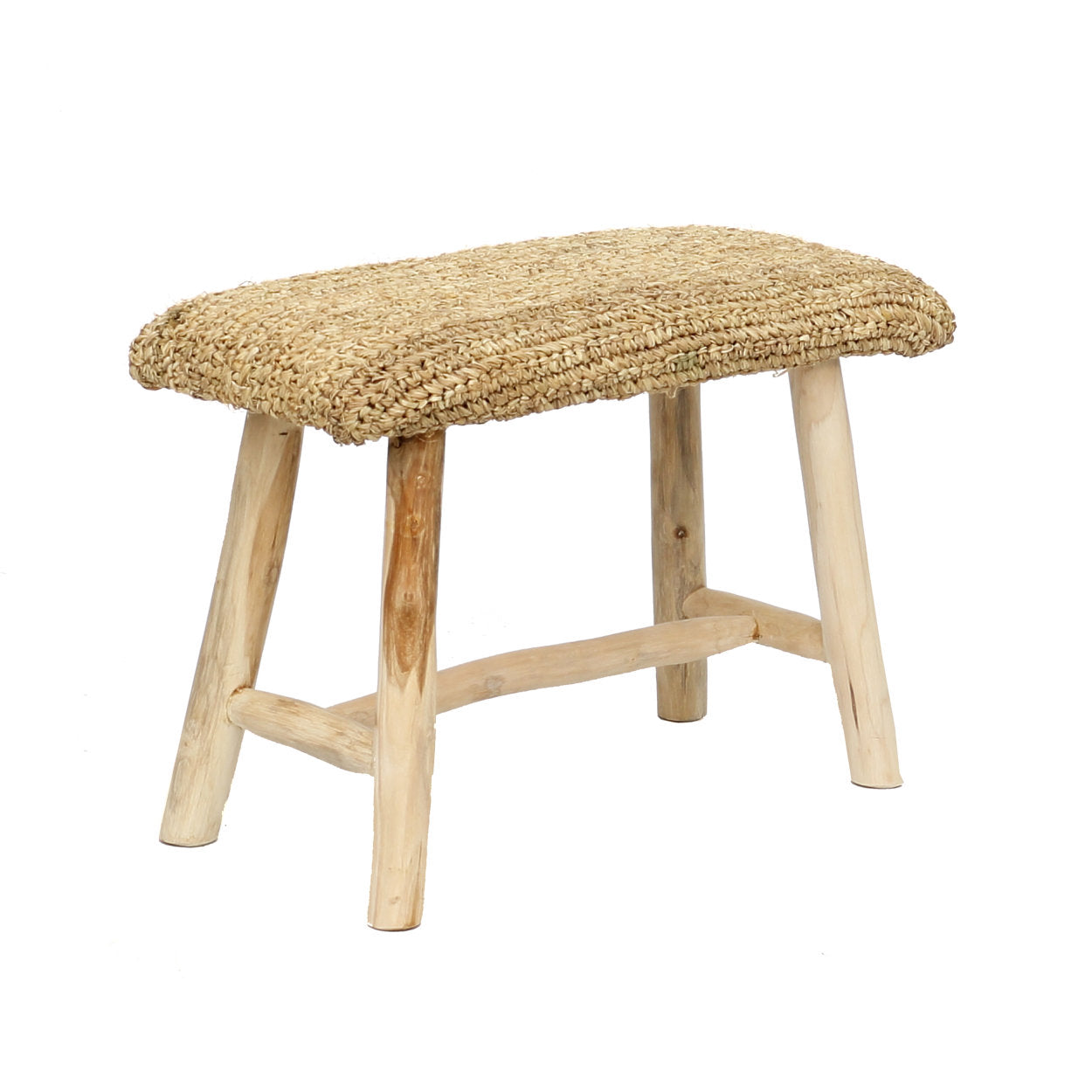 The Raffia Bench — Natural, full front view
