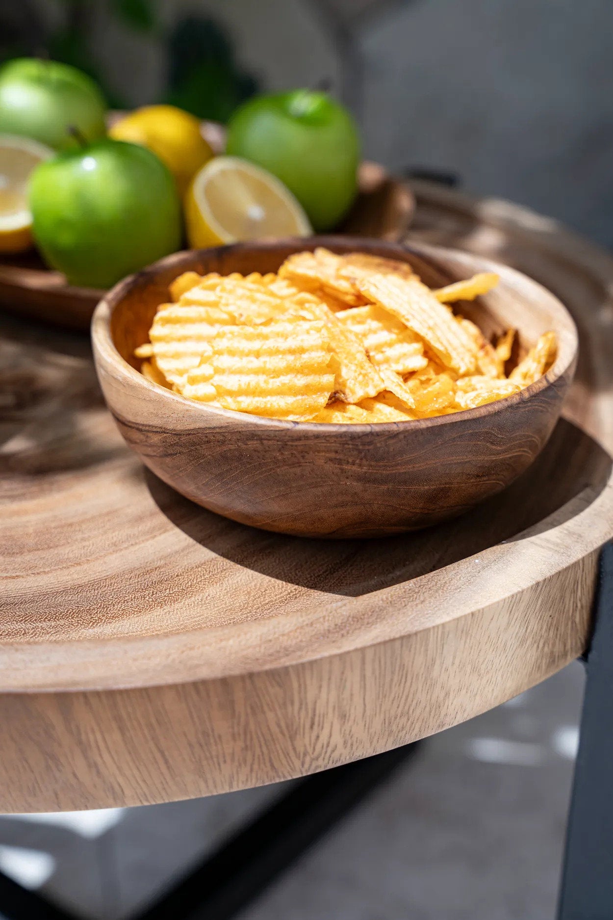 The Teak Root Snack Bowl — Natural S, front view white background