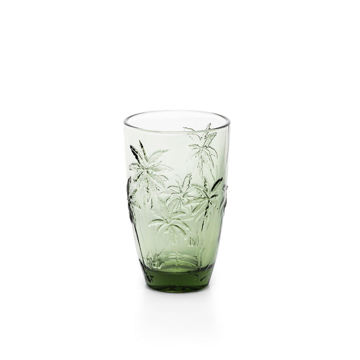 The Palm Breeze Highball Glass — Green, pair with tumbler front view white background