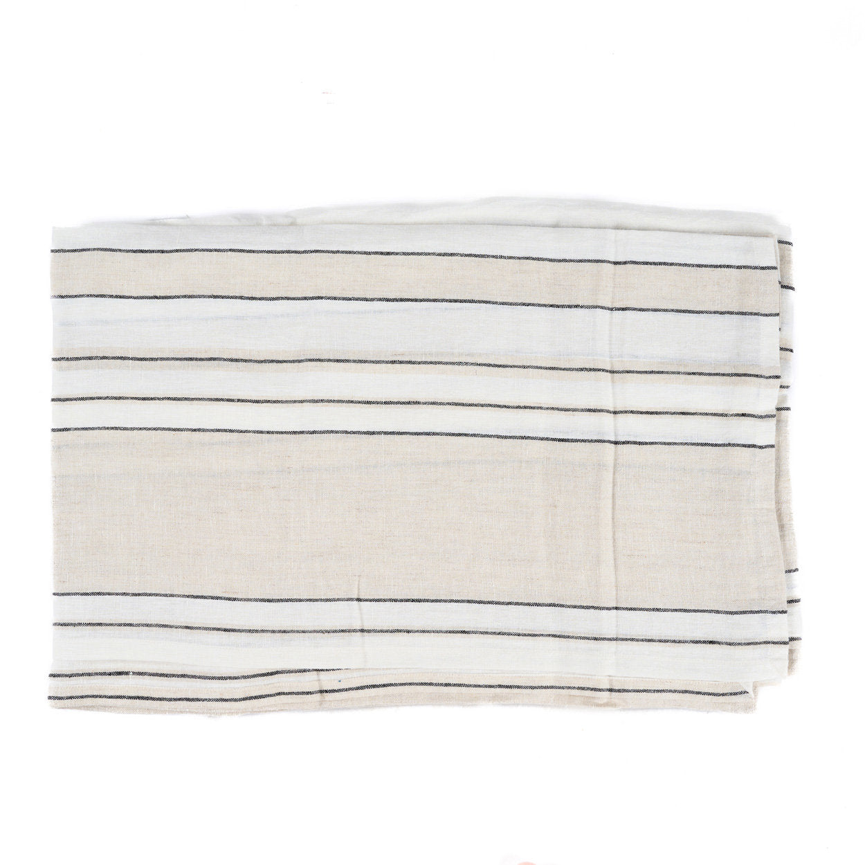The Provence Tablecloth — Natural Black White 150×250, lifestyle corner drape detail