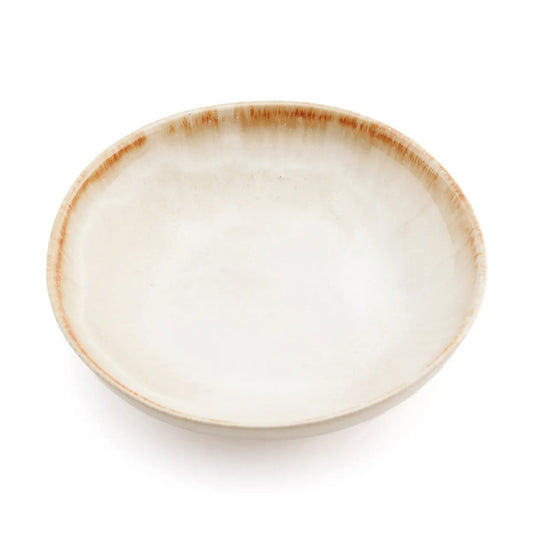 Close-up of the Cascais Small Bowl Plate interior showing the creamy glaze and subtle texture variations