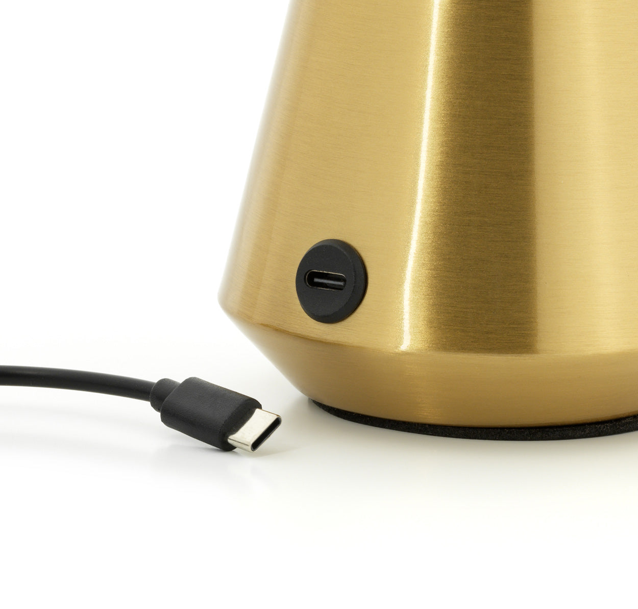 The Lighty Gaga LED Table Lamp, USB-C charging port detail