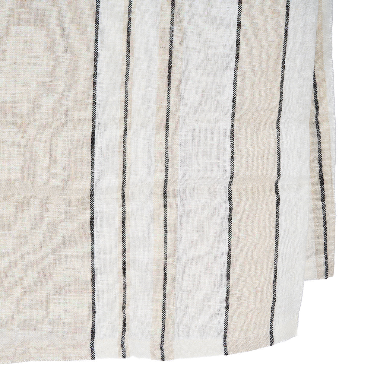 The Provence Tablecloth — Natural Black White 150×250, folded flat white background