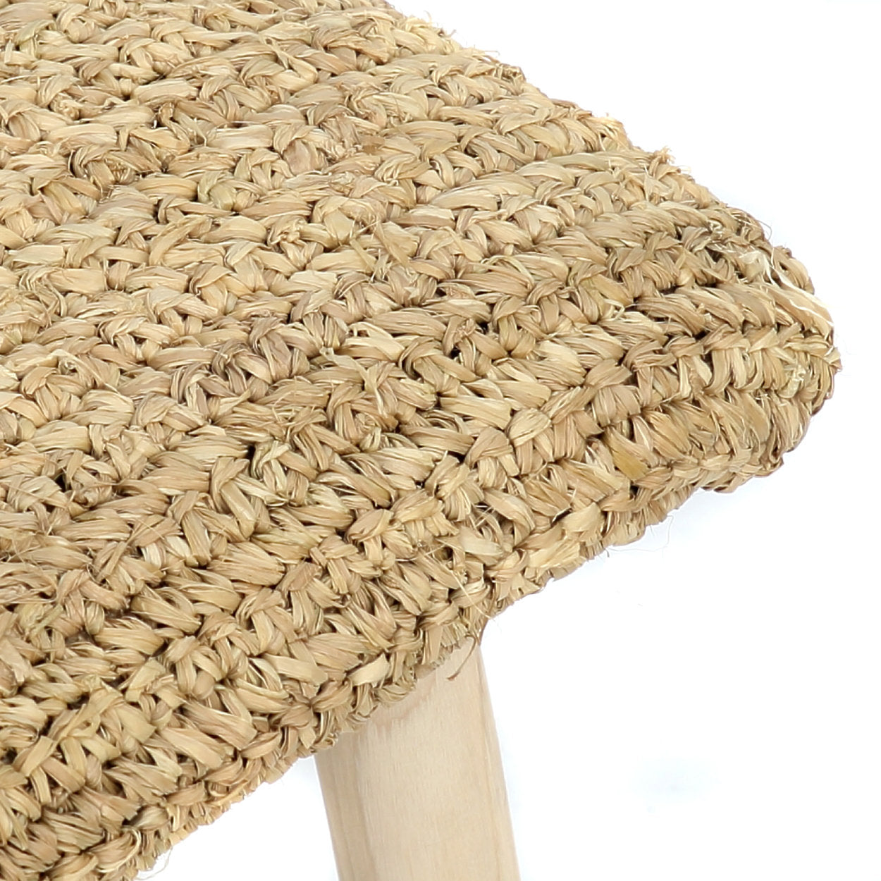 The Raffia Bench — Natural, side view white background