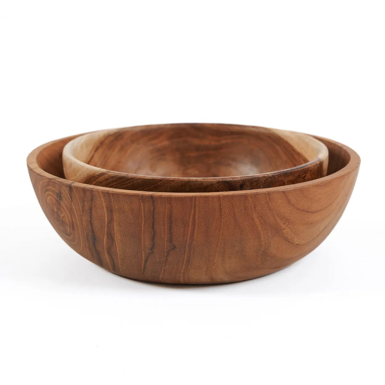 The Teak Root Snack Bowl — Natural S, top view showing grain