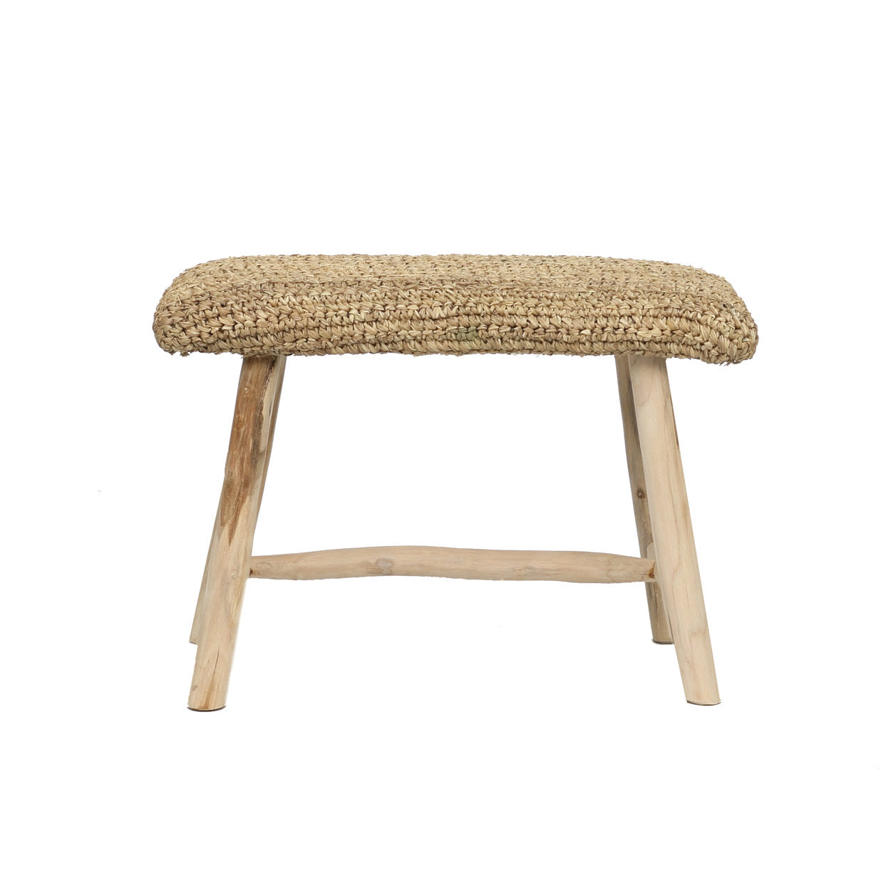 The Raffia Bench — Natural, detail of raffia weave