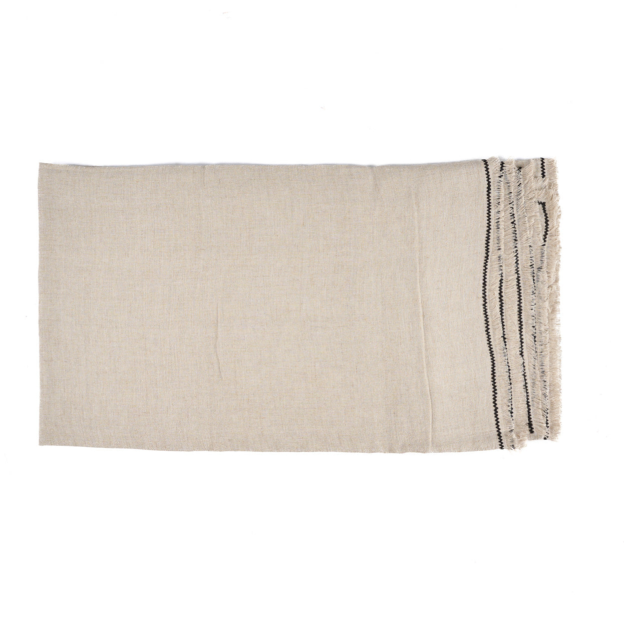 The Tuscany Tablecloth — Natural Black 150×300, folded flat white background