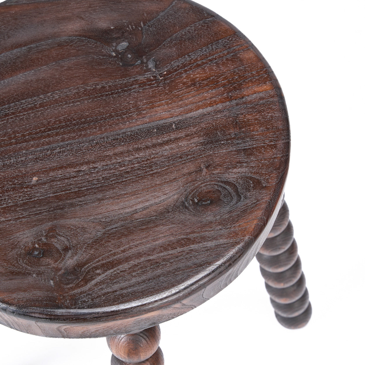 The Dango Stool Dark Walnut — detail edge and legs