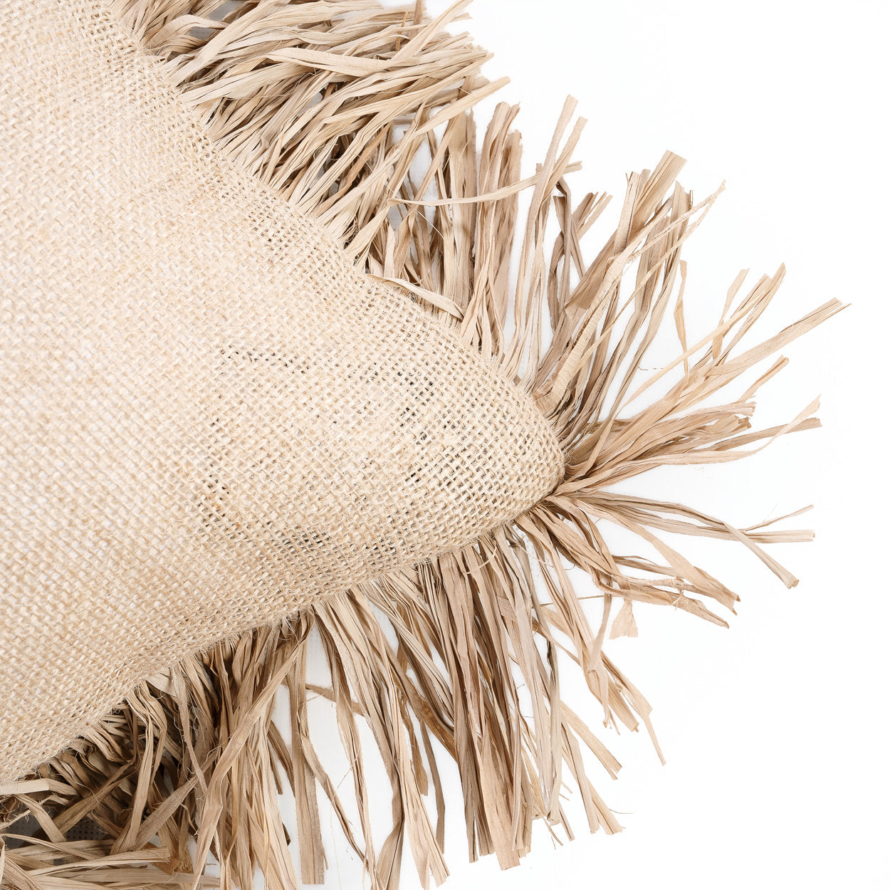 Detail of the zipper closure on the Jute Bonita Cushion Cover