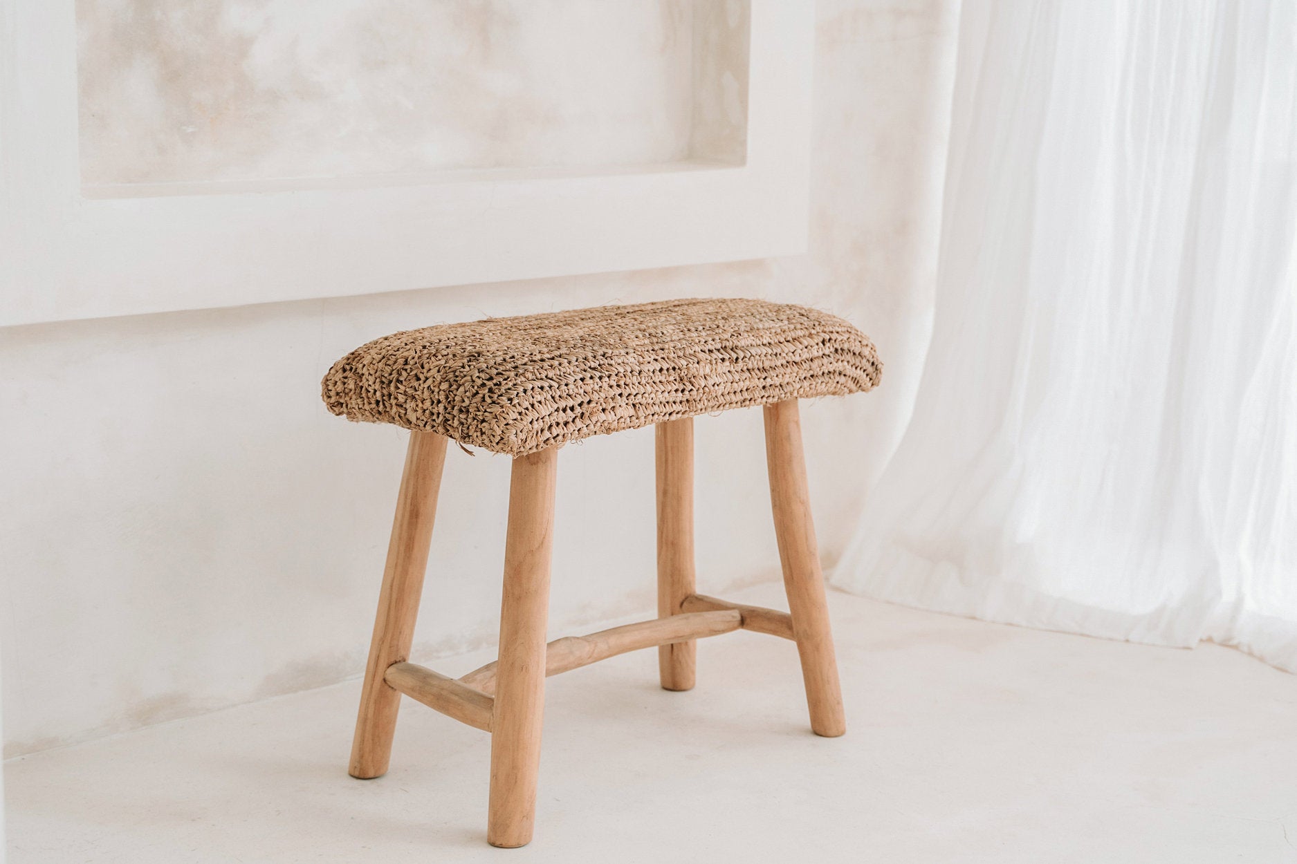 The Raffia Bench — Natural, lifestyle bedroom