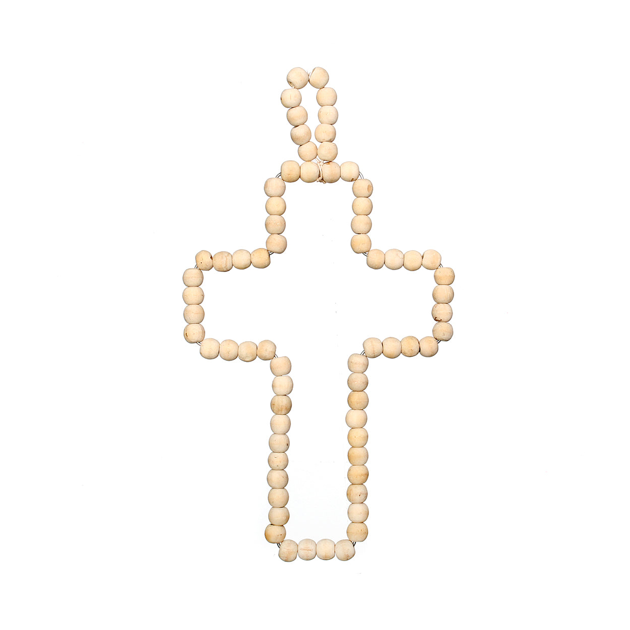 Wooden Bead Cross Natural — close-up bead detail