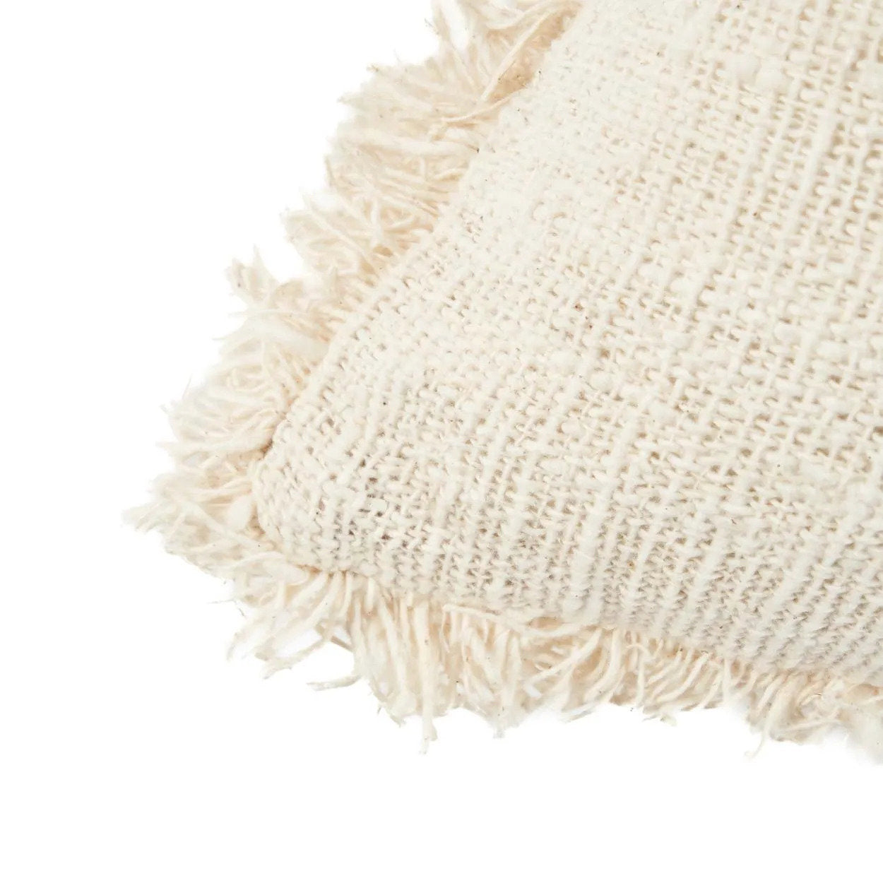 The Gili Palm Cushion Cover — close-up of embroidered palm motif on natural cotton weave