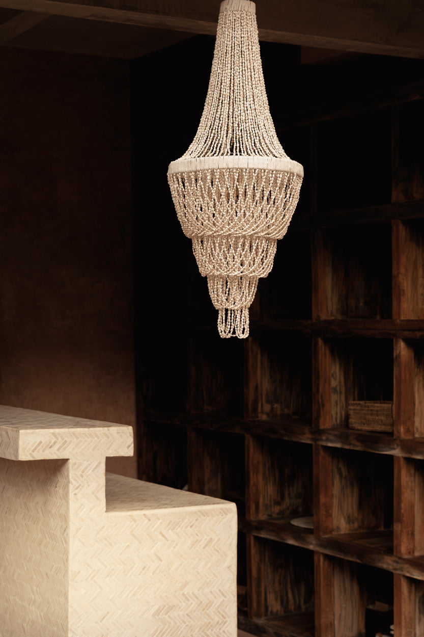 The Ocean Tower Shell Chandelier – bottom fringe