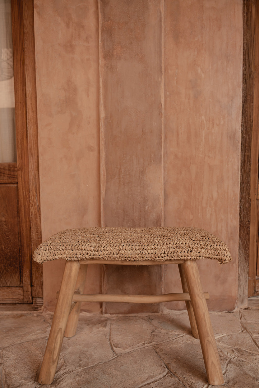The Raffia Bench — Natural, rustic lifestyle setting