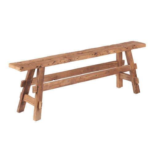 The Beauteous Rustic Bench — Natural, Bazar Bizar brand plate detail