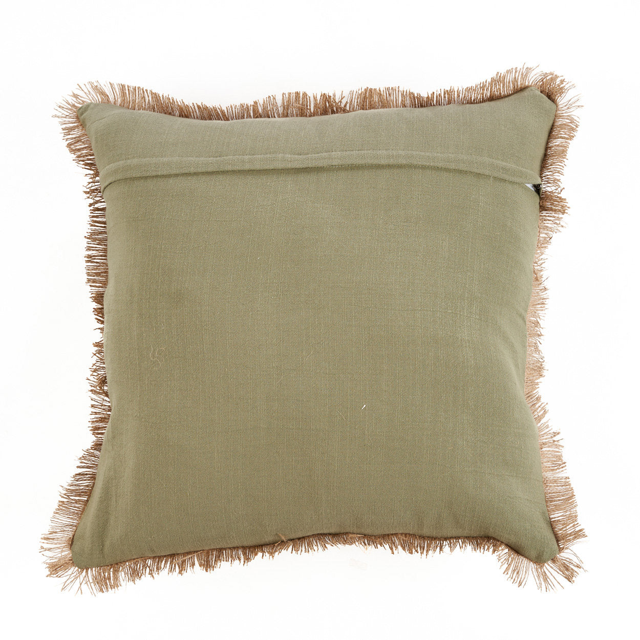 The Tropical Breeze Cushion Cover — detail of single tufted palm crown, sand loops on green ground