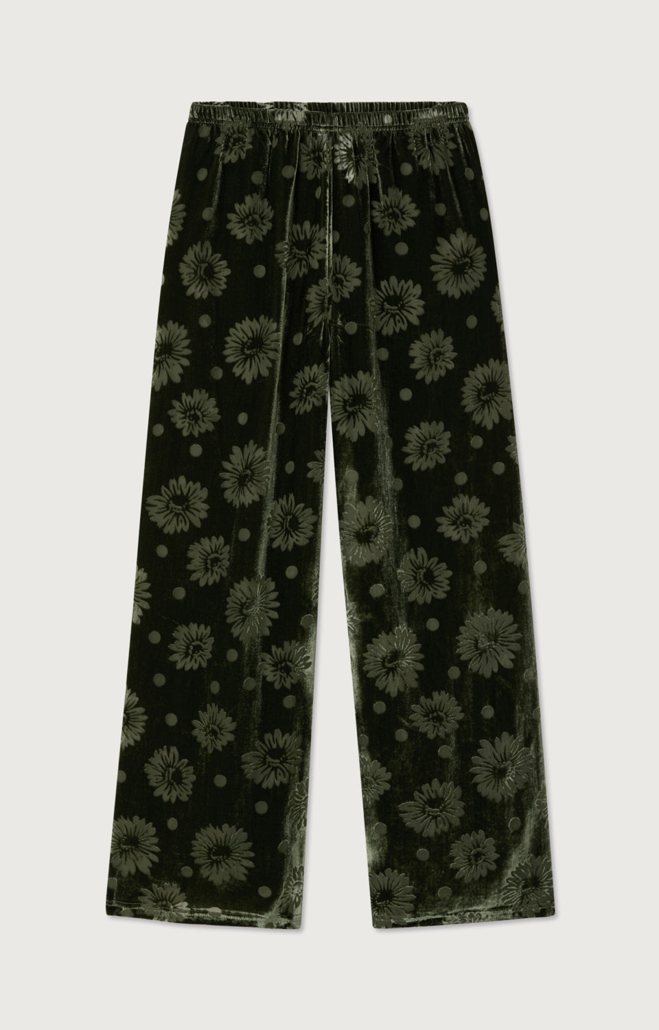 Women's Trousers Antaz American Vintage – Blumenmuster Dunkelgrün/Schwarz, Frontansicht