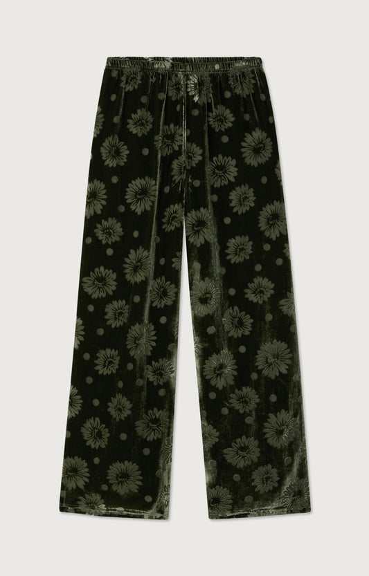 Women's Trousers Antaz American Vintage – Blumenmuster Dunkelgrün/Schwarz, Frontansicht