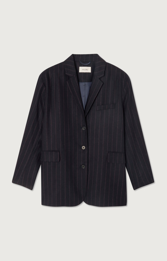 Women's Blazer Dirow Navy Stripes American Vintage – Navy Nadelstreifen, Frontansicht