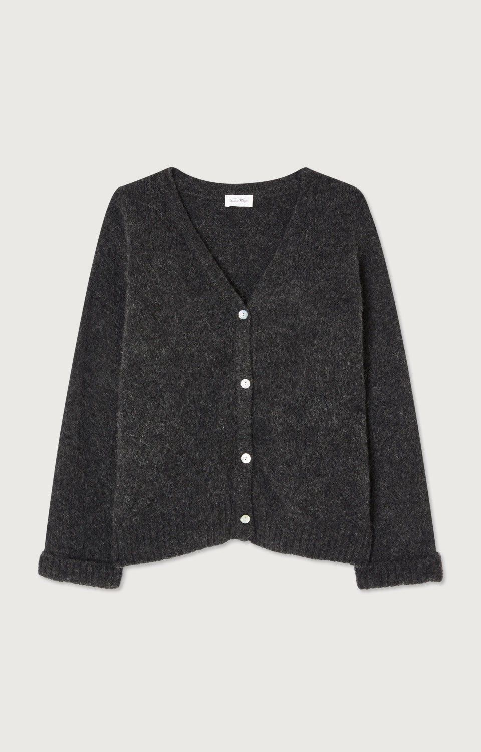 Women's Cardigan East Charcoal Mélange – Vorderansicht