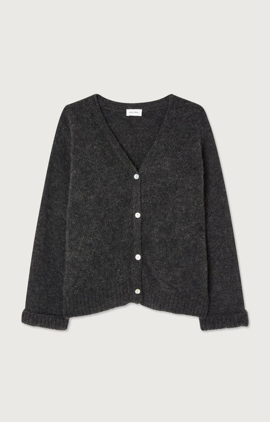 Women's Cardigan East Charcoal Mélange – Vorderansicht