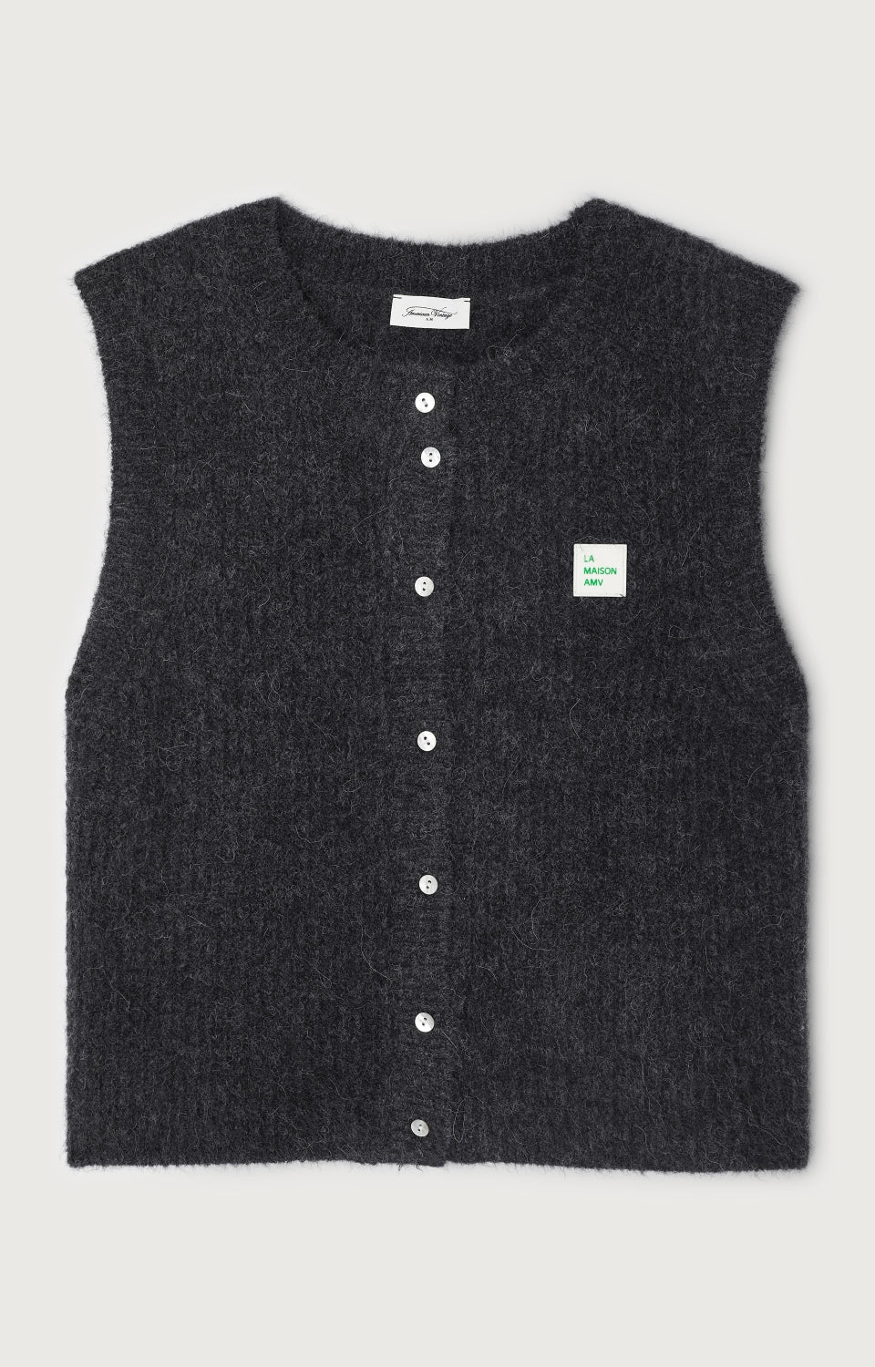 Women's Cardigan East Mélange Charcoal American Vintage – Anthrazit, Frontansicht