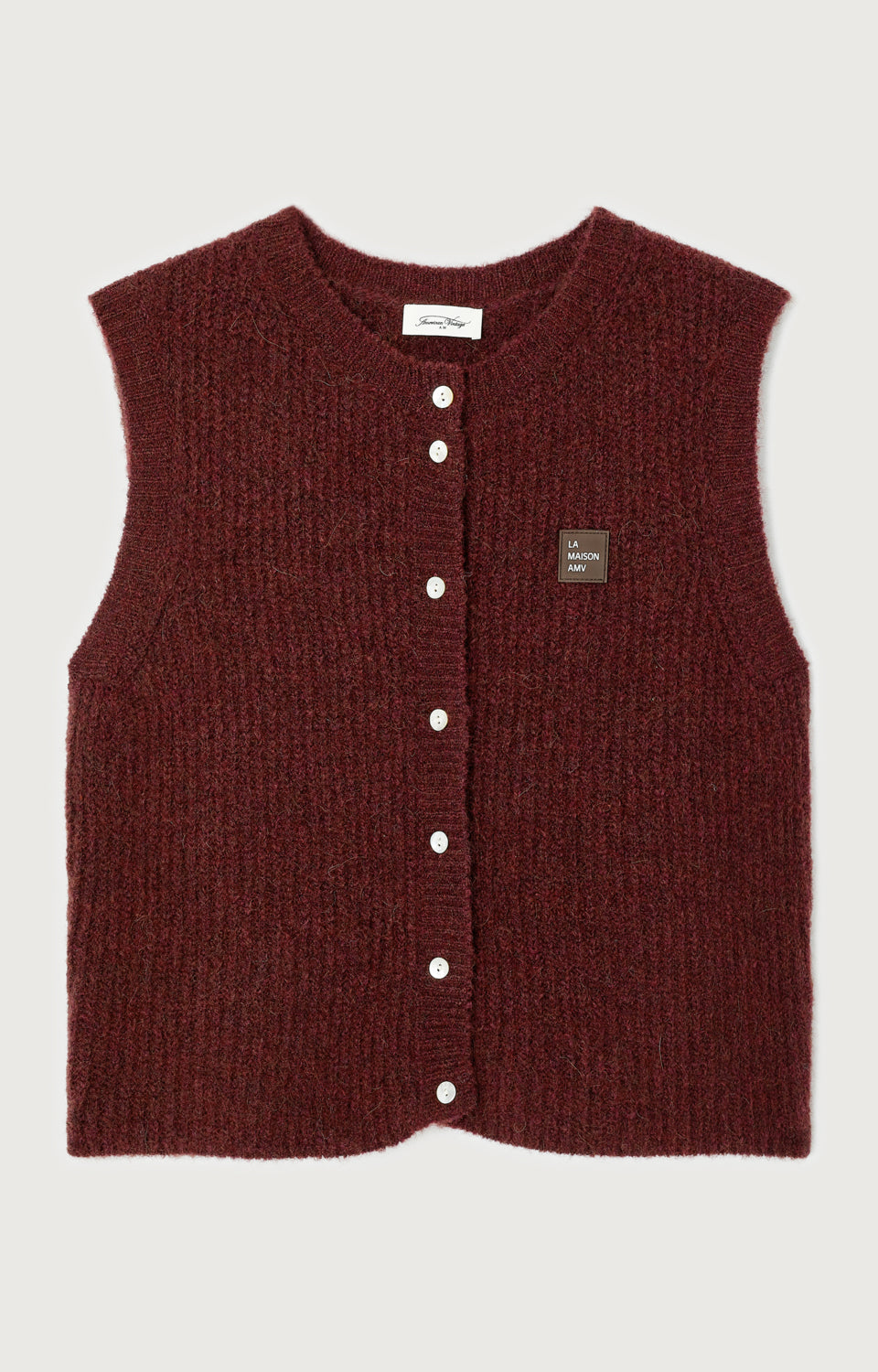 Women's Cardigan East Mélange Acerola American Vintage – Bordeaux, Frontansicht