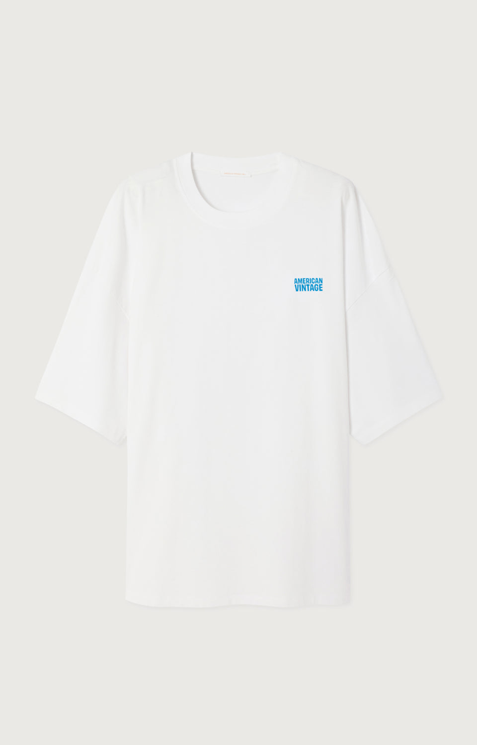 Women's T-Shirt YKOBOW American Vintage – White fitted T-shirt with blue logo on white background