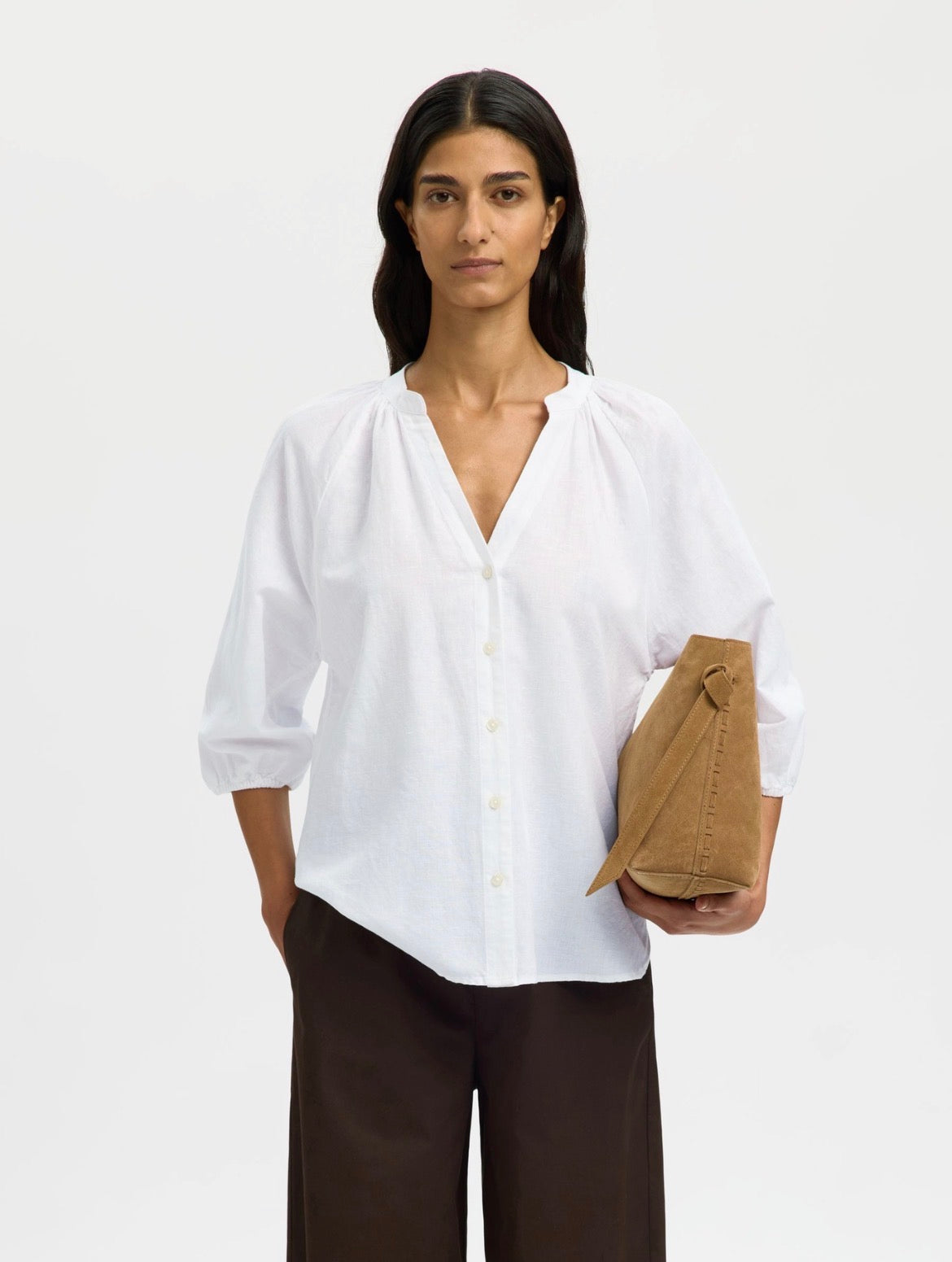 SLWCLEO-ALBERTA LINEN BLEND SHIRT NOOS Bright White