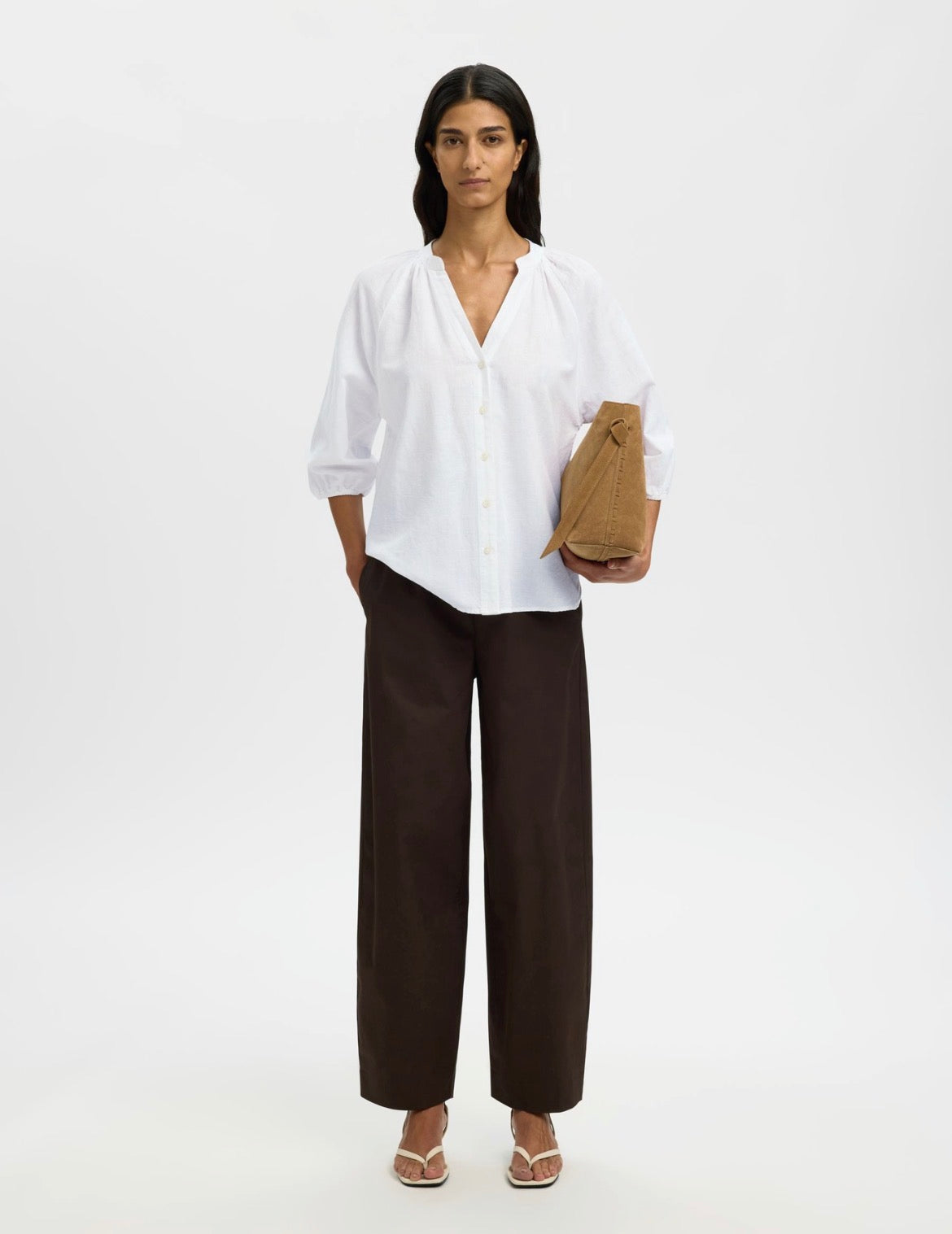 SLWCLEO-ALBERTA LINEN BLEND SHIRT NOOS Bright White