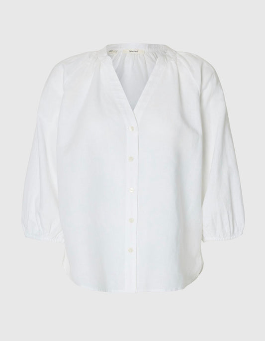 SLWCLEO-ALBERTA LINEN BLEND SHIRT NOOS Bright White