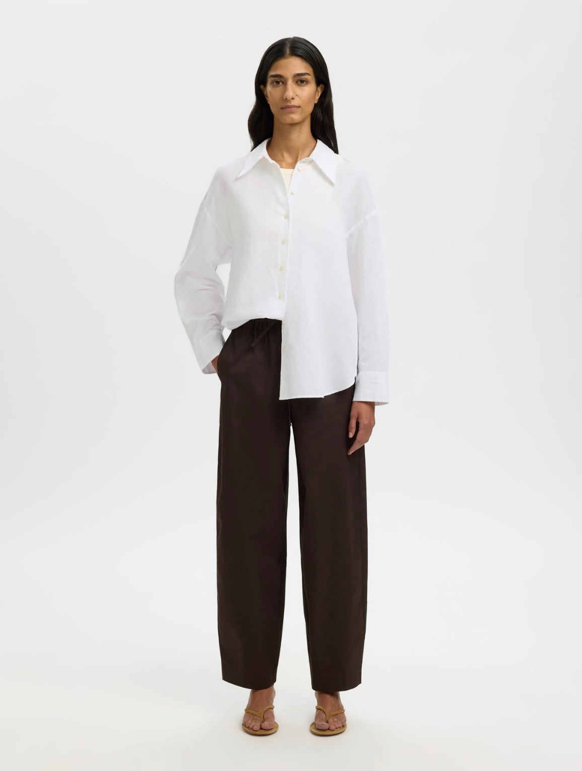 SLWCLEO OVERSIZE LINEN BLEND SHIRT NOOS Bright White