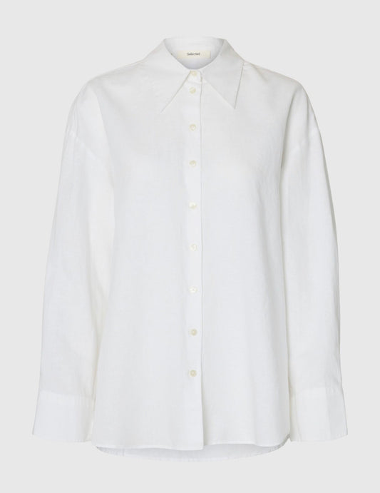 SLWCLEO OVERSIZE LINEN BLEND SHIRT NOOS Bright White