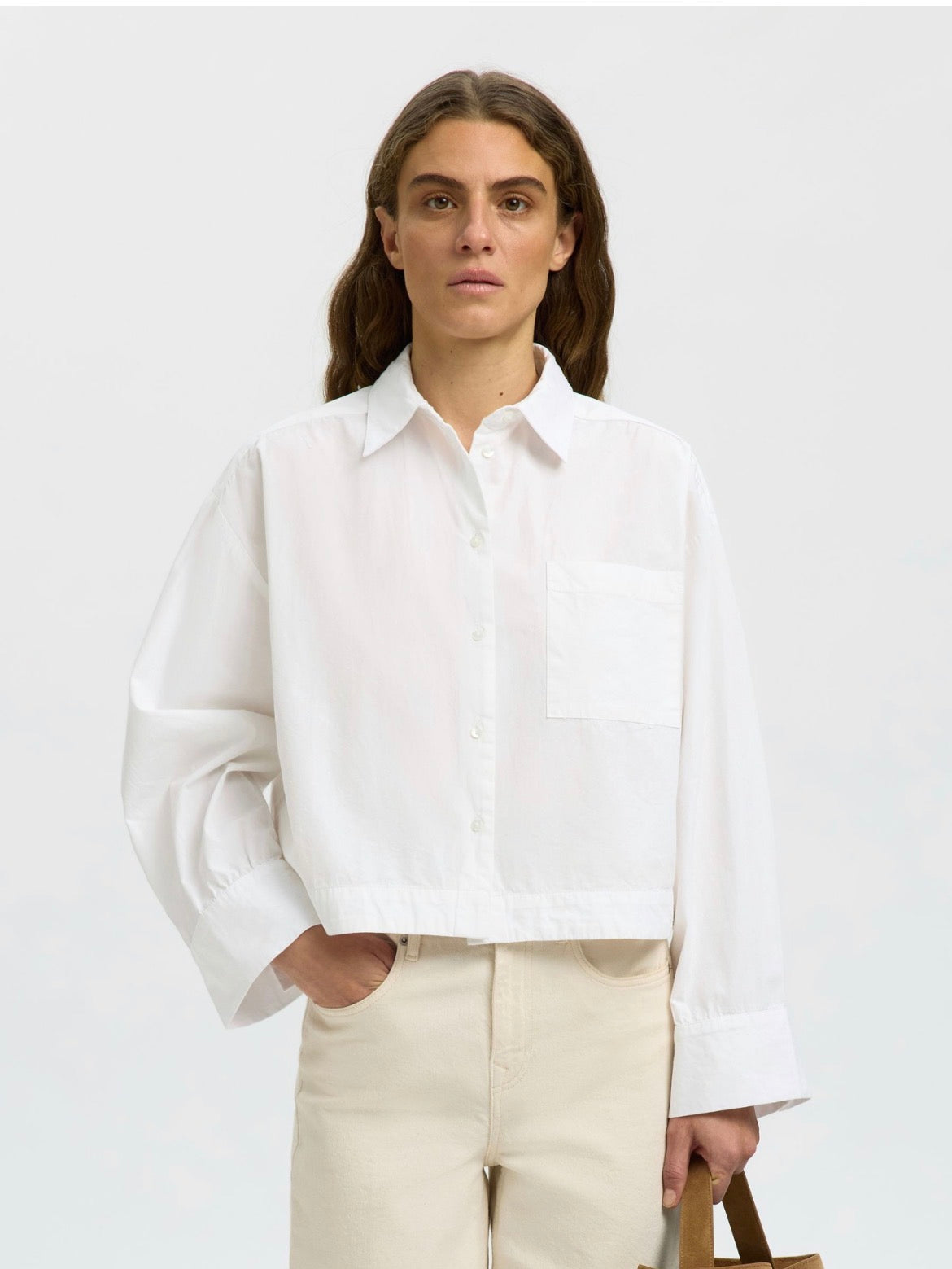 SLWASTHA LS CROPPED BOXY SHIRT NOOS Bright White