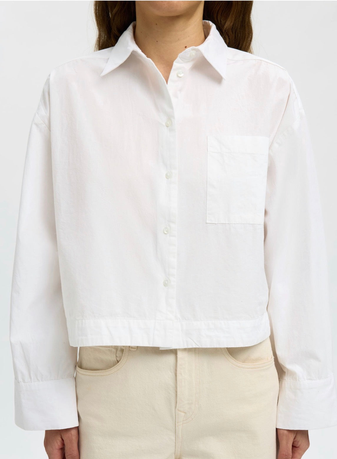 SLWASTHA LS CROPPED BOXY SHIRT NOOS Bright White