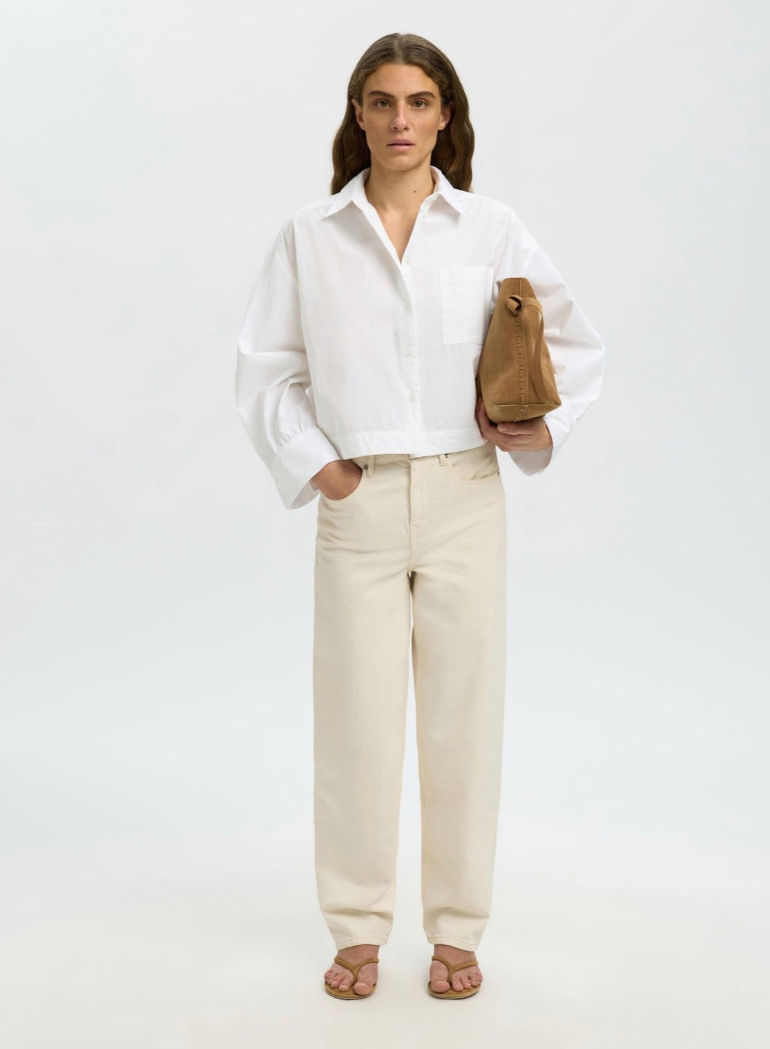 SLWASTHA LS CROPPED BOXY SHIRT NOOS Bright White