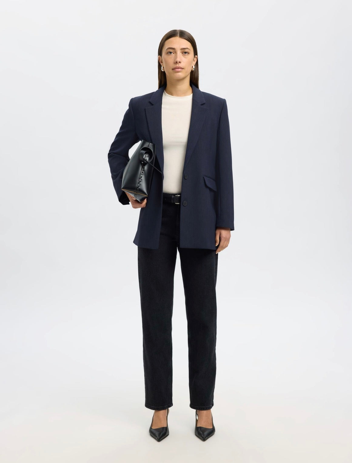 SLWRITA LS RELAXED BLAZER D SAP MEL NOOS Dark Sapphire Melange