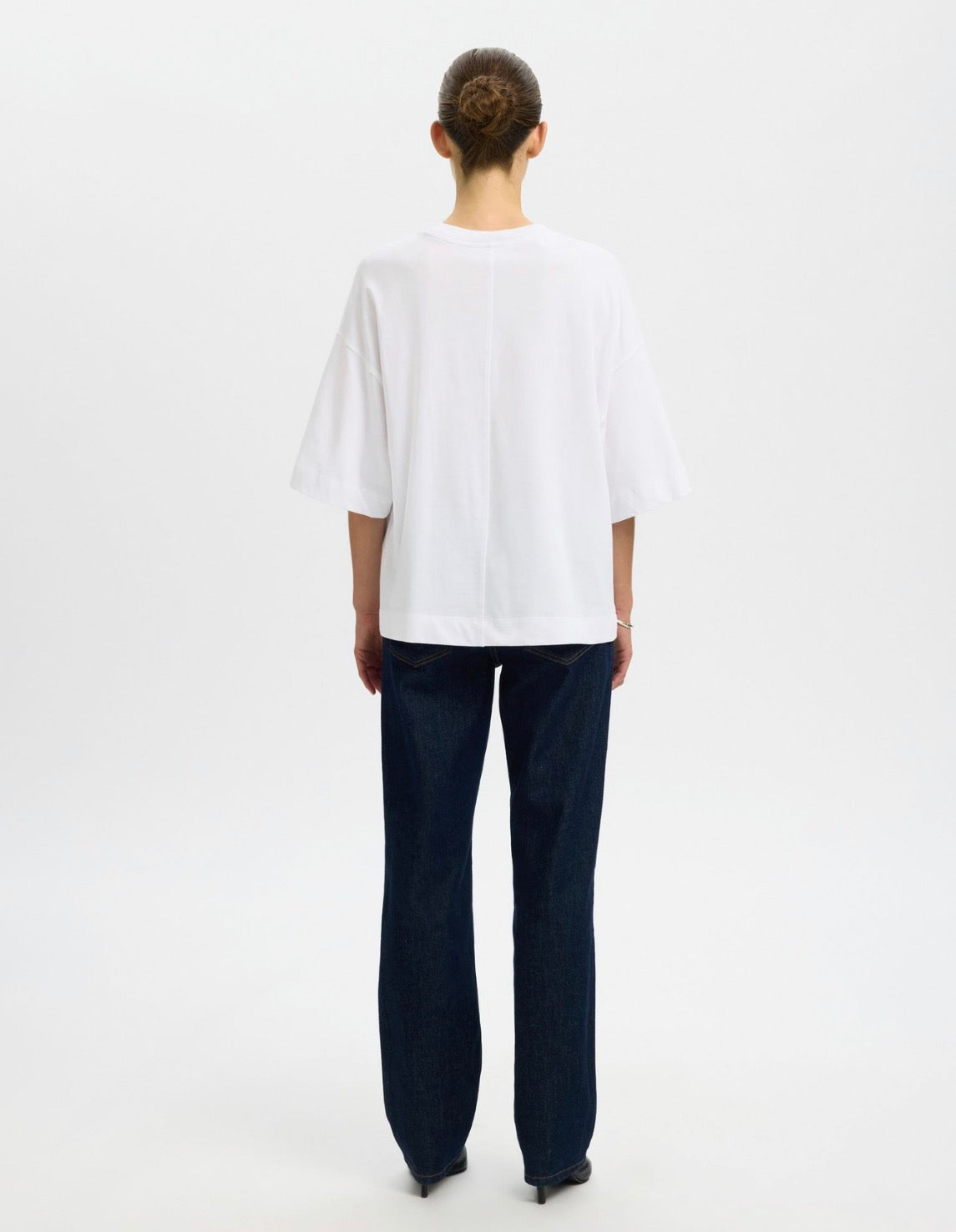 SLWCOLWOMAN 2/4 Oversized Tee NOOS White – Back