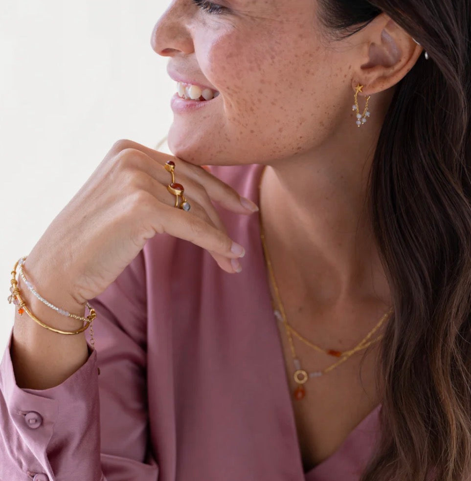 Faithful Carnelian Gold Plated Ring – Model wearing ring