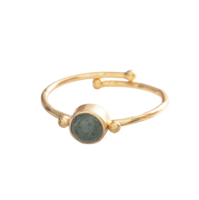 Faithful Aventurine Gold Plated Ring – Product flat lay