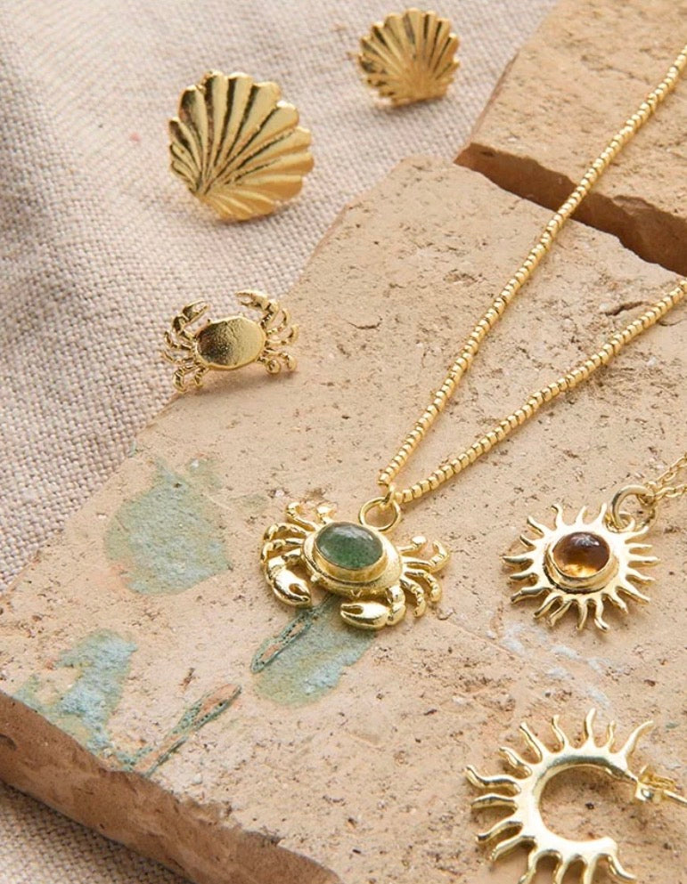 Noble Crab Aventurine Necklace – Styled collection flat lay