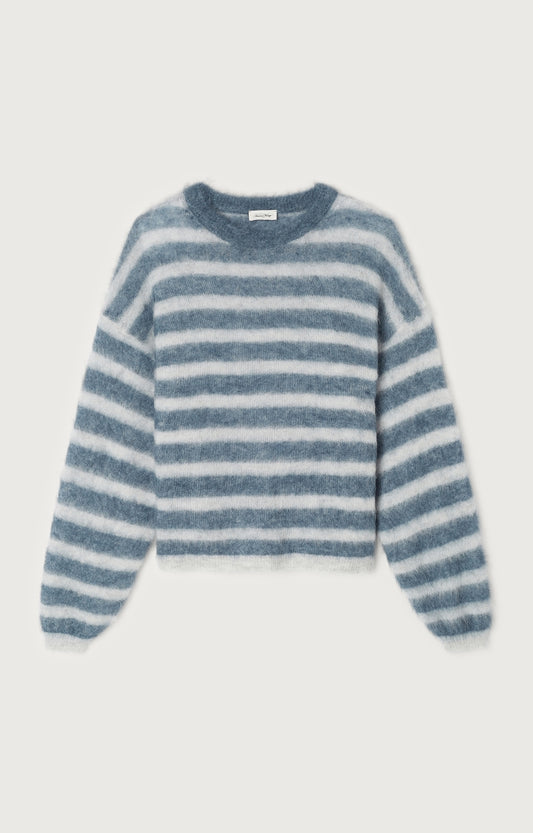 Women's Jumper Nenybay American Vintage – Blau-Weiß gestreift, Frontansicht